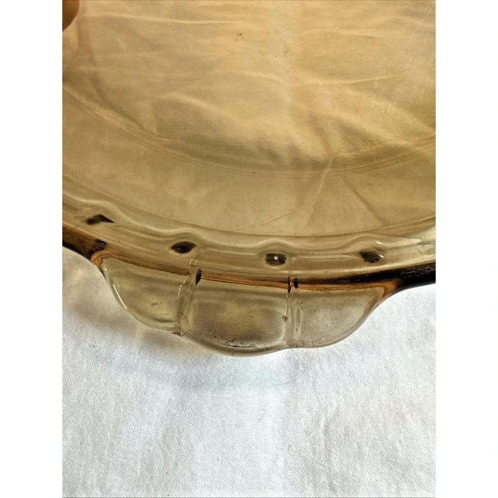Vintage Pyrex Pie Plate Amber Brown 24cm 9.5
